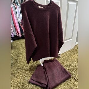 NWT Women's State Of Day Lounge Set, Sweater And Pants Maroon Oversized Medium